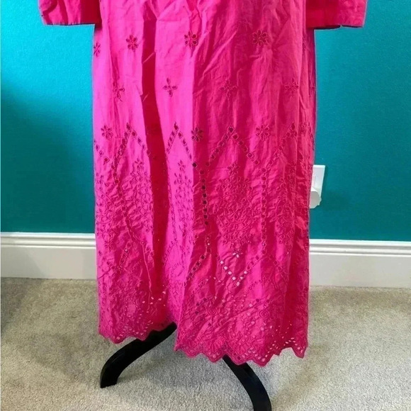 New with tags zara Pink Eyelet Embroidered maxi Dress in size small - Picture 3 of 12